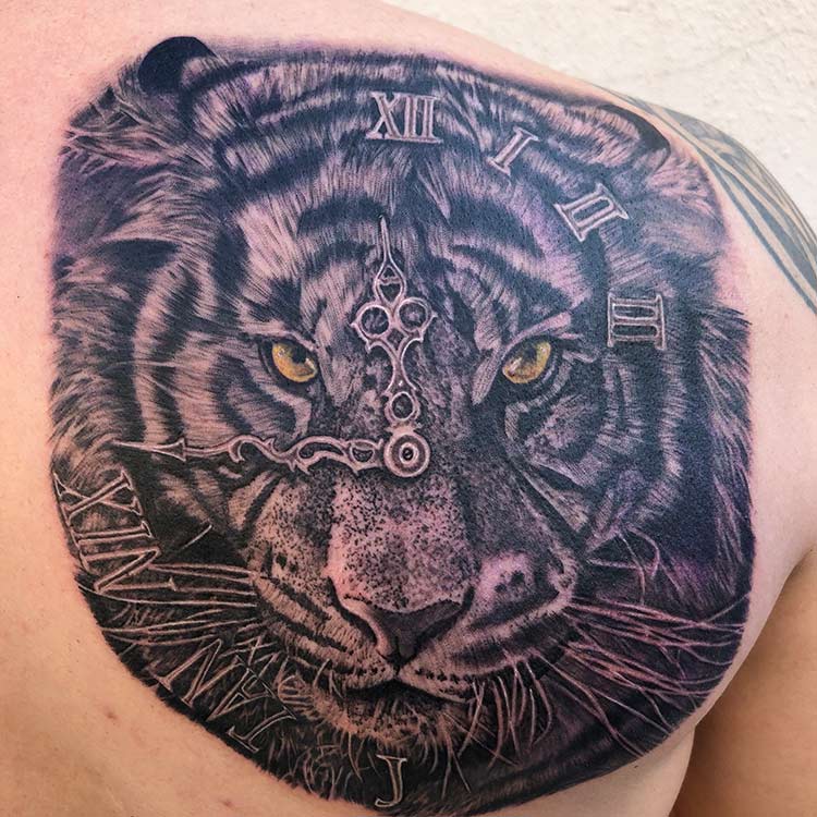 Tiger Clock Tattoo image